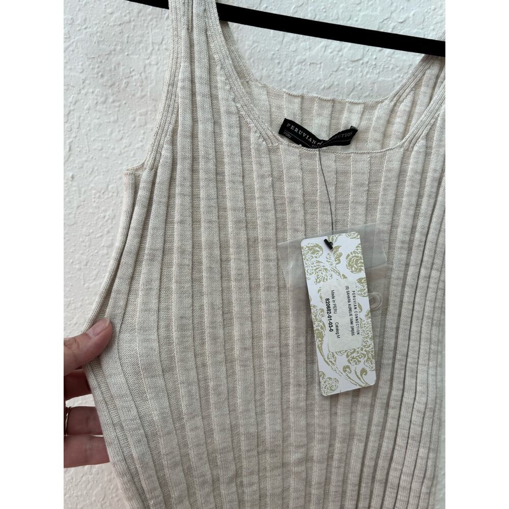 Peruvian Connection Sahara Aurelie Tank Ribbed Dress Beige Small NWT $200 - Picture 3 of 8